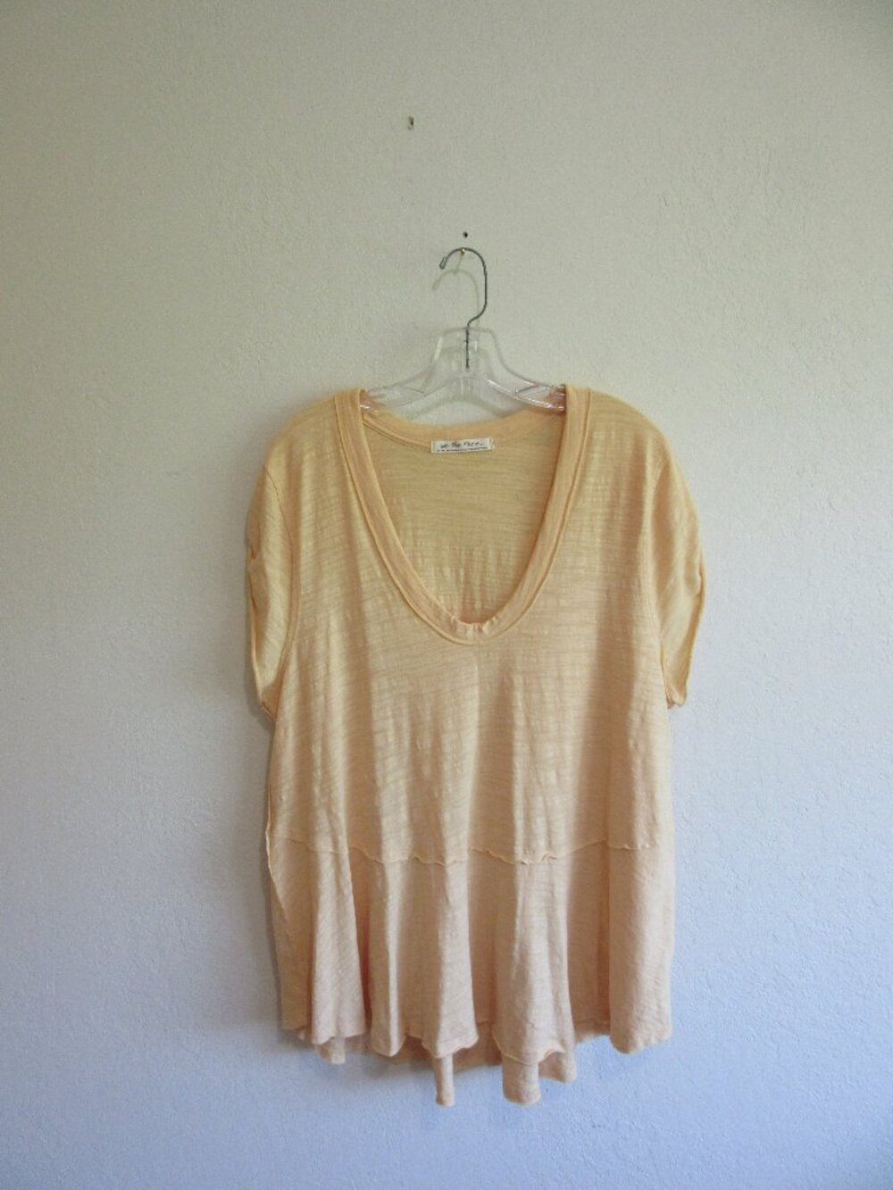We The Free Dijon Mustard Yellow XL Scoop Neck Short Sleeve Layered Tunic